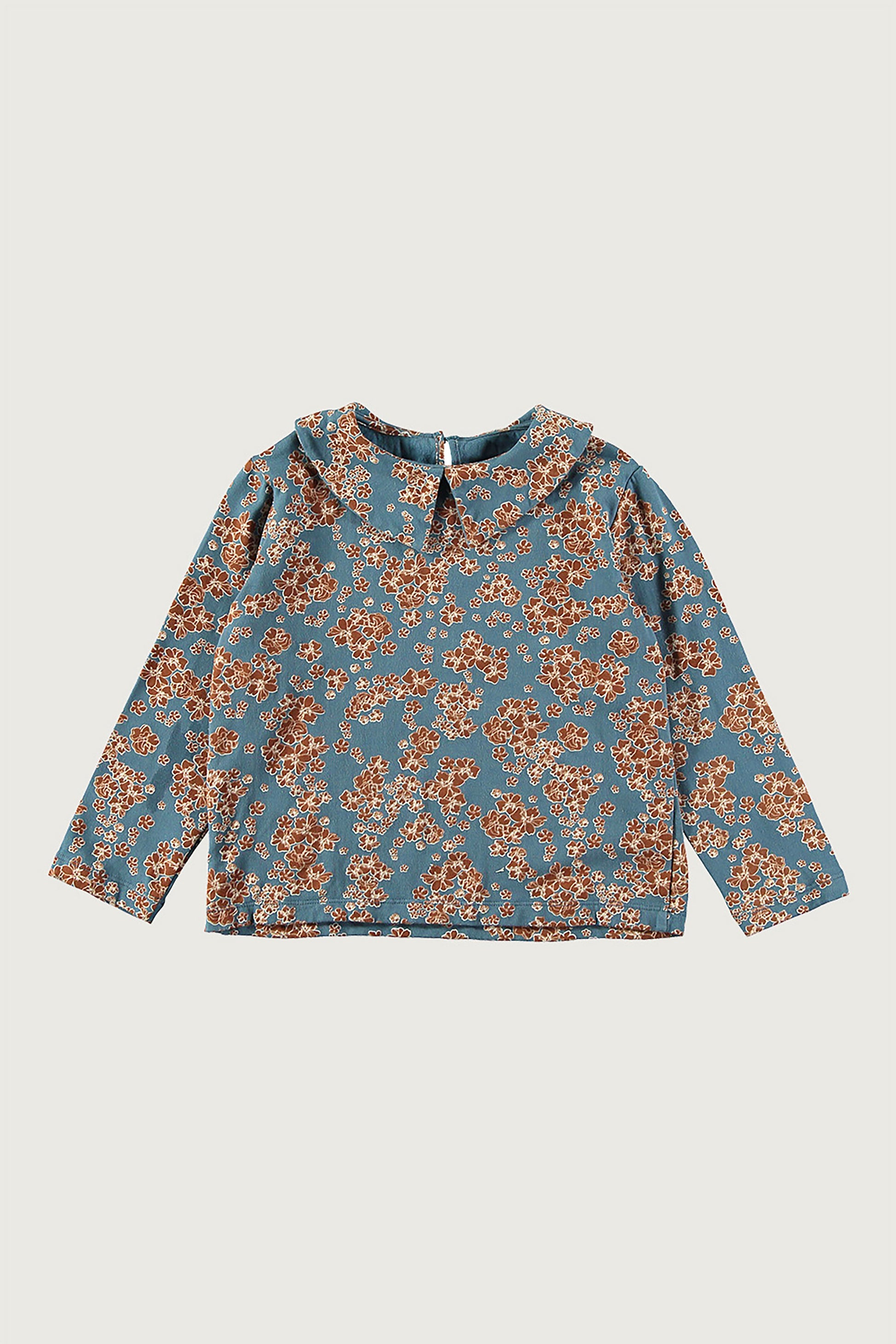 Coco Au Lait MEXICAN FLOWERS COLLAR T-SHIRT  Blue Mirage