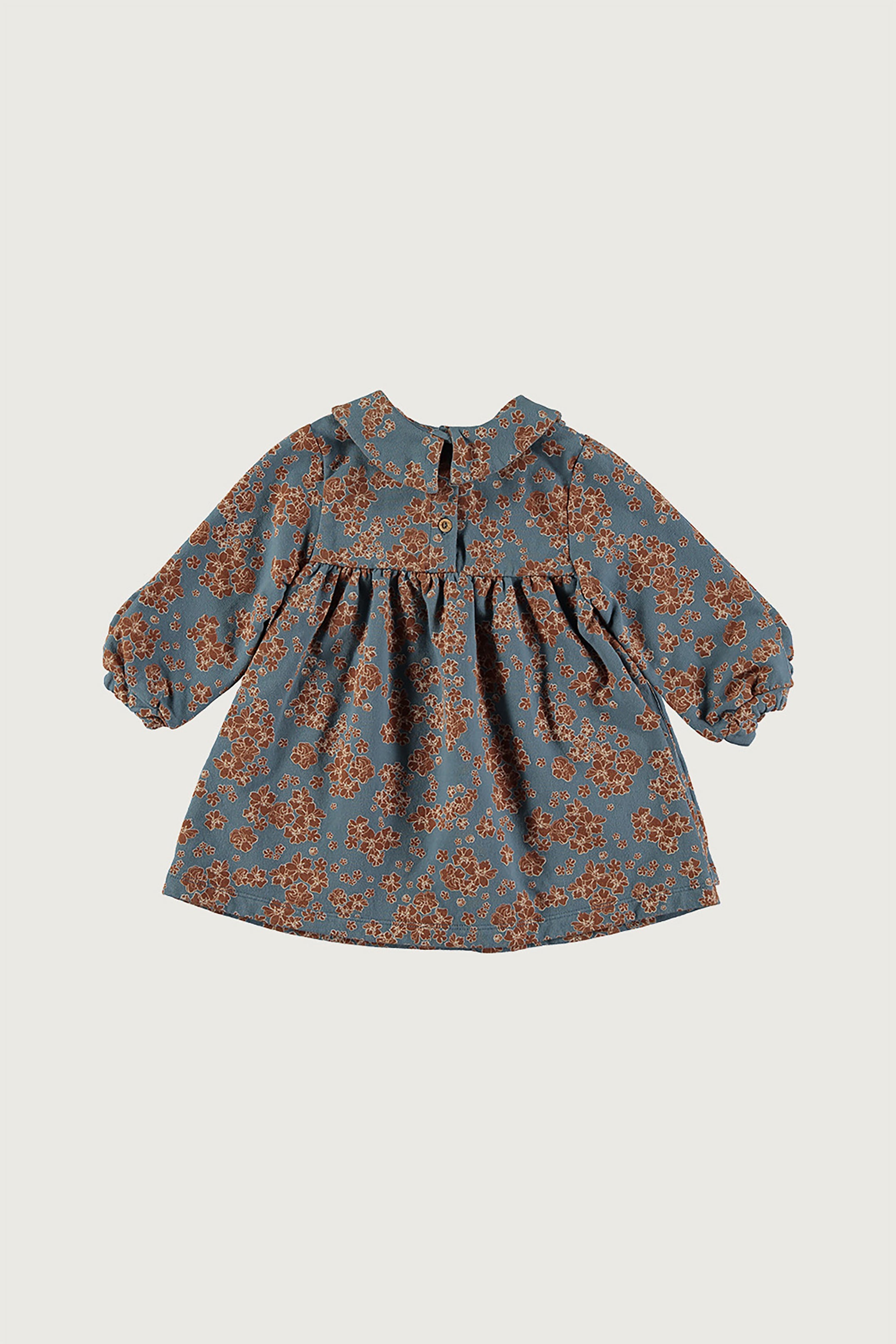 Coco Au Lait MEXICAN FLOWERS FLEECE BABY DRESS  Blue Mirage