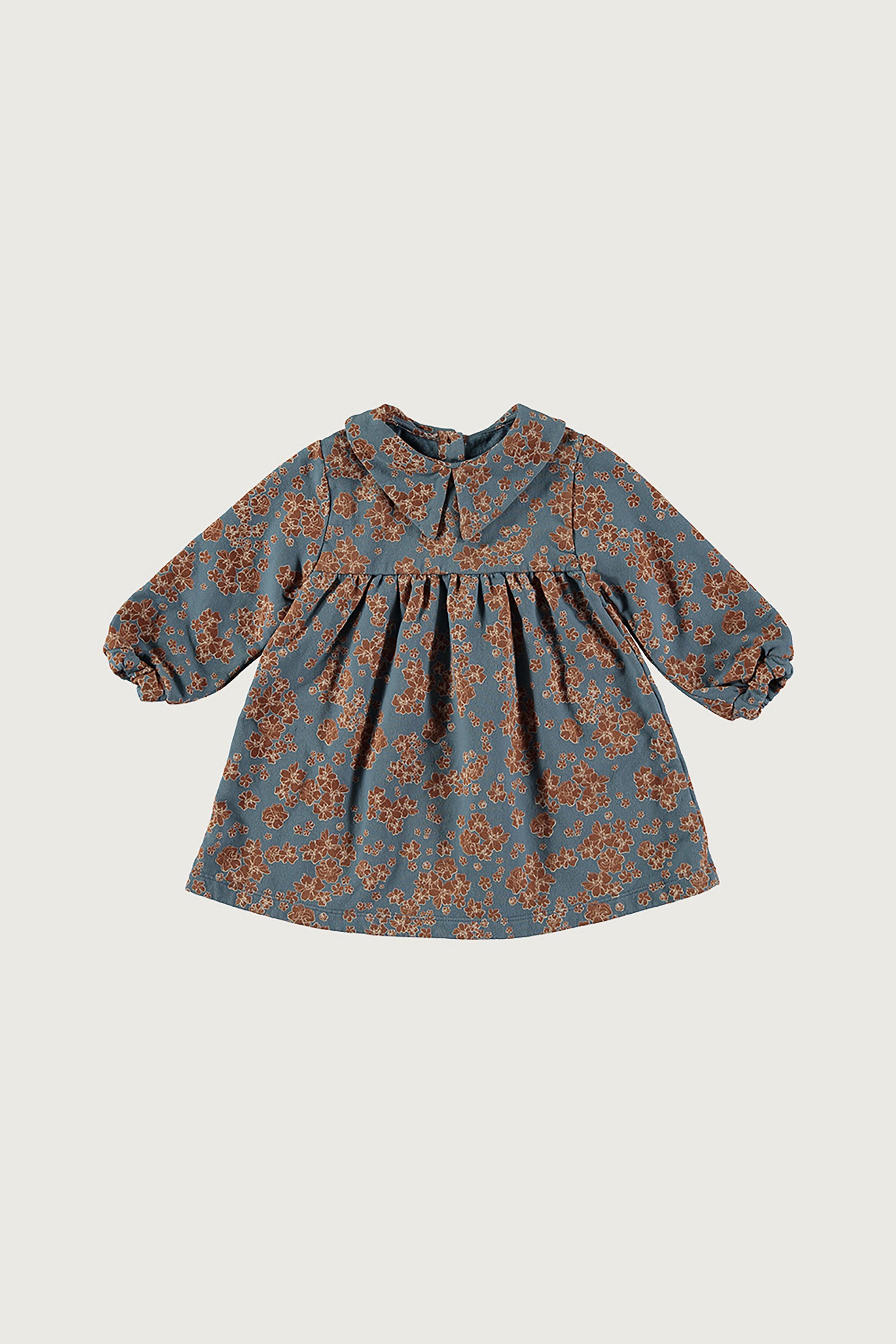 Coco Au Lait MEXICAN FLOWERS FLEECE BABY DRESS  Blue Mirage