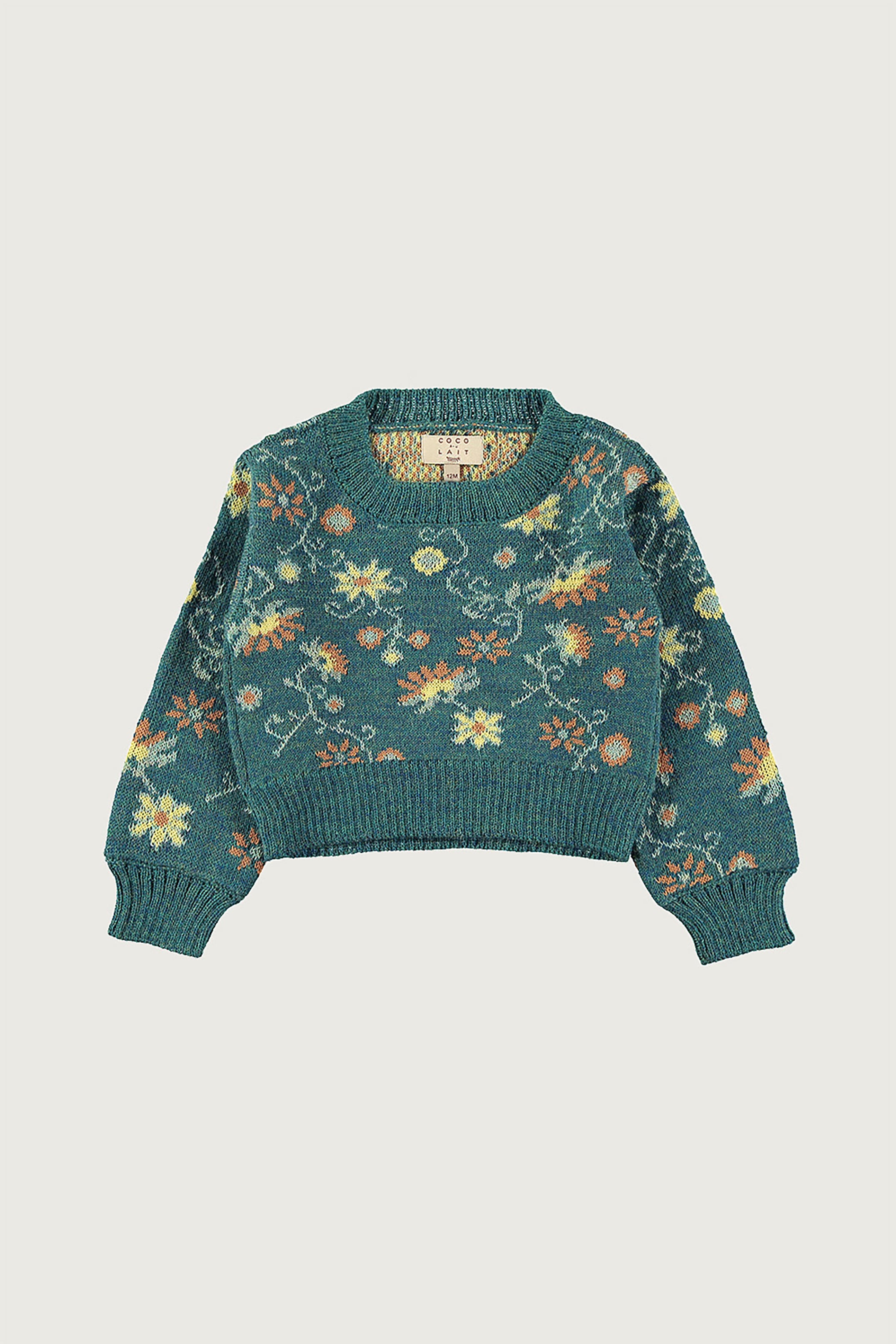 Coco Au Lait MEXICAN FLOWERS KNITTED BABY JUMPER  North Sea