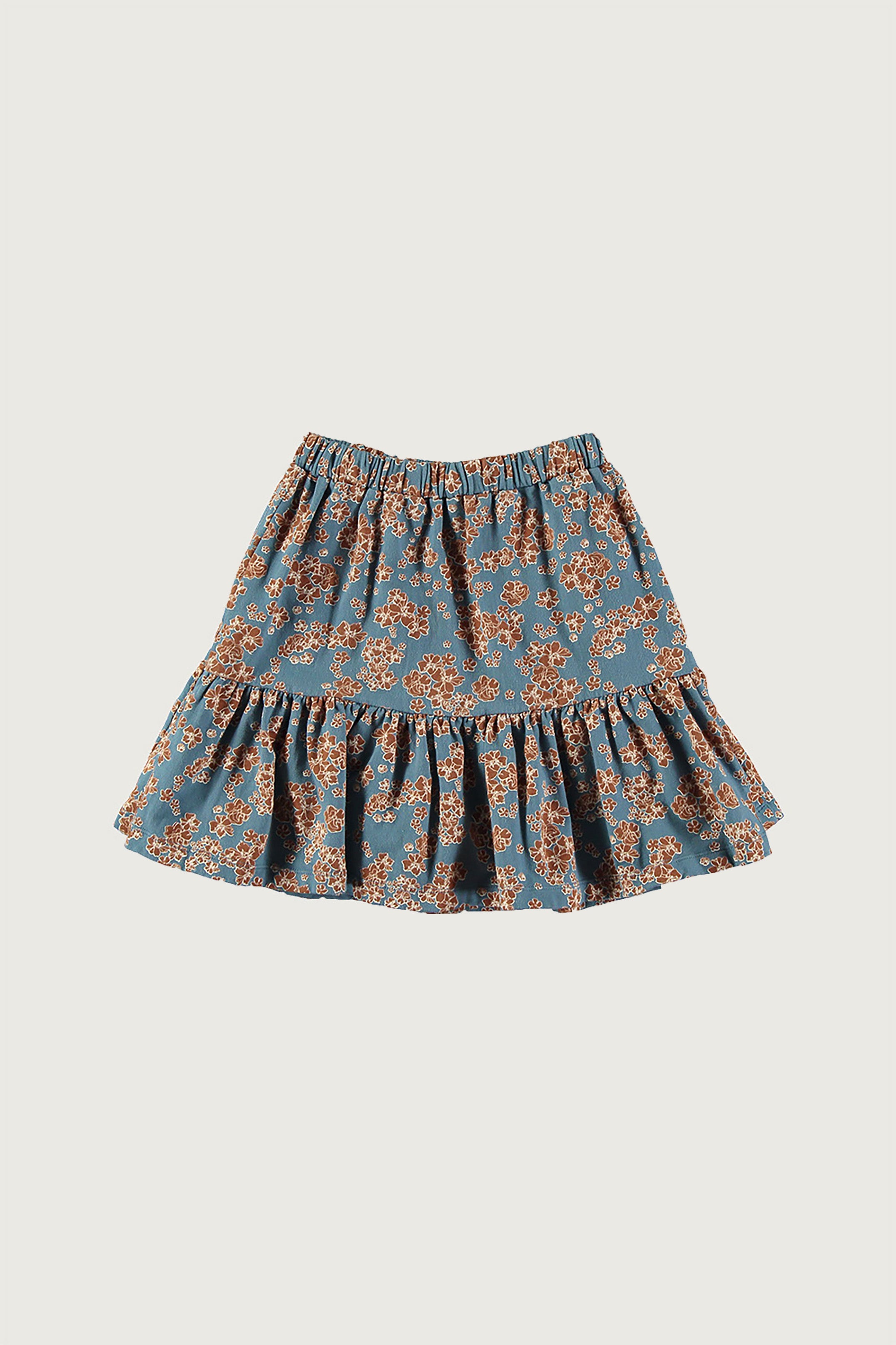 Coco Au Lait MEXICAN FLOWERS SHORT FLEECE SKIRT  Blue Mirage