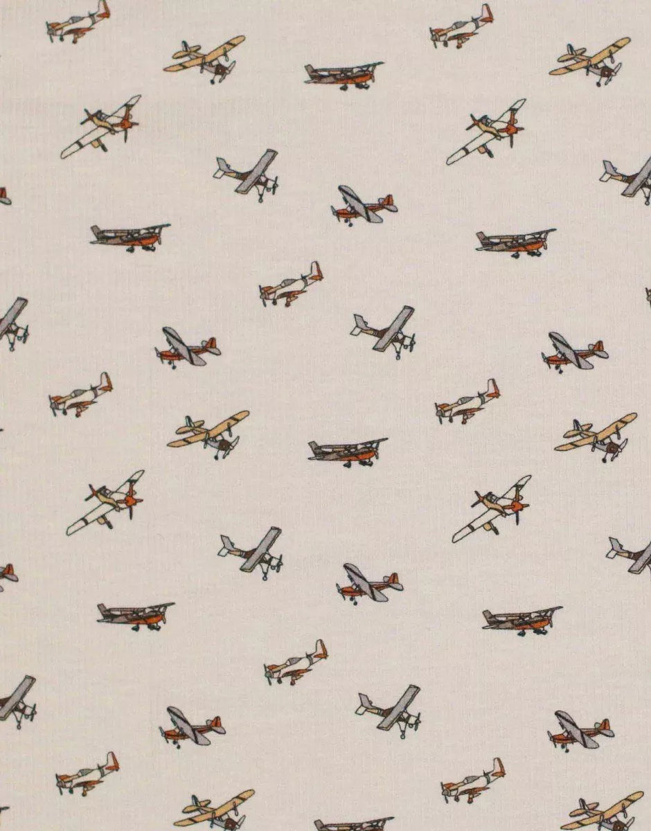 PIJAMA DE PUNTO ACANALADO MORGAN EN AVIONETAS BEIGE