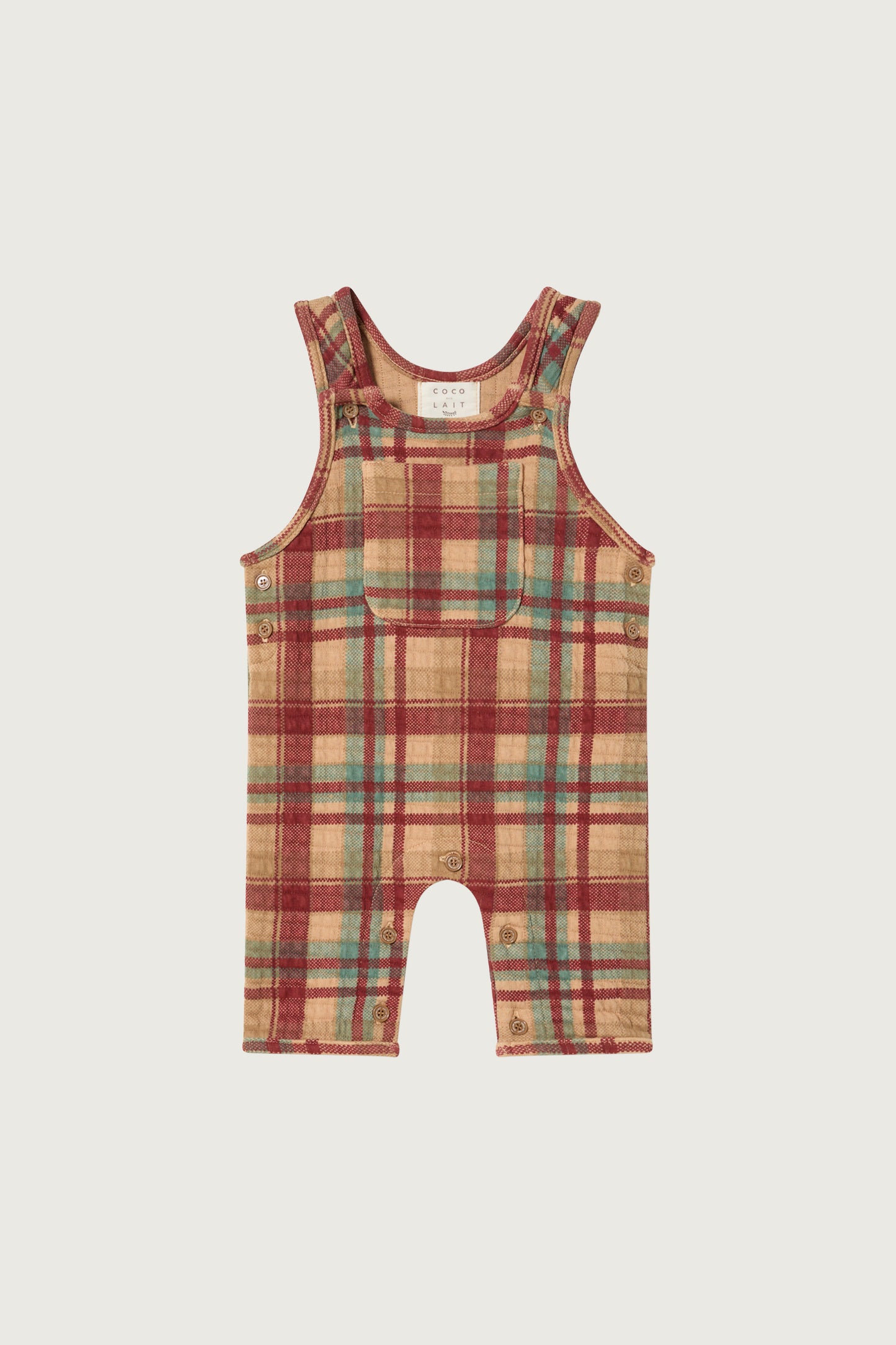 Coco Au Lait PLAID BABY ROMPER  Chili Oil