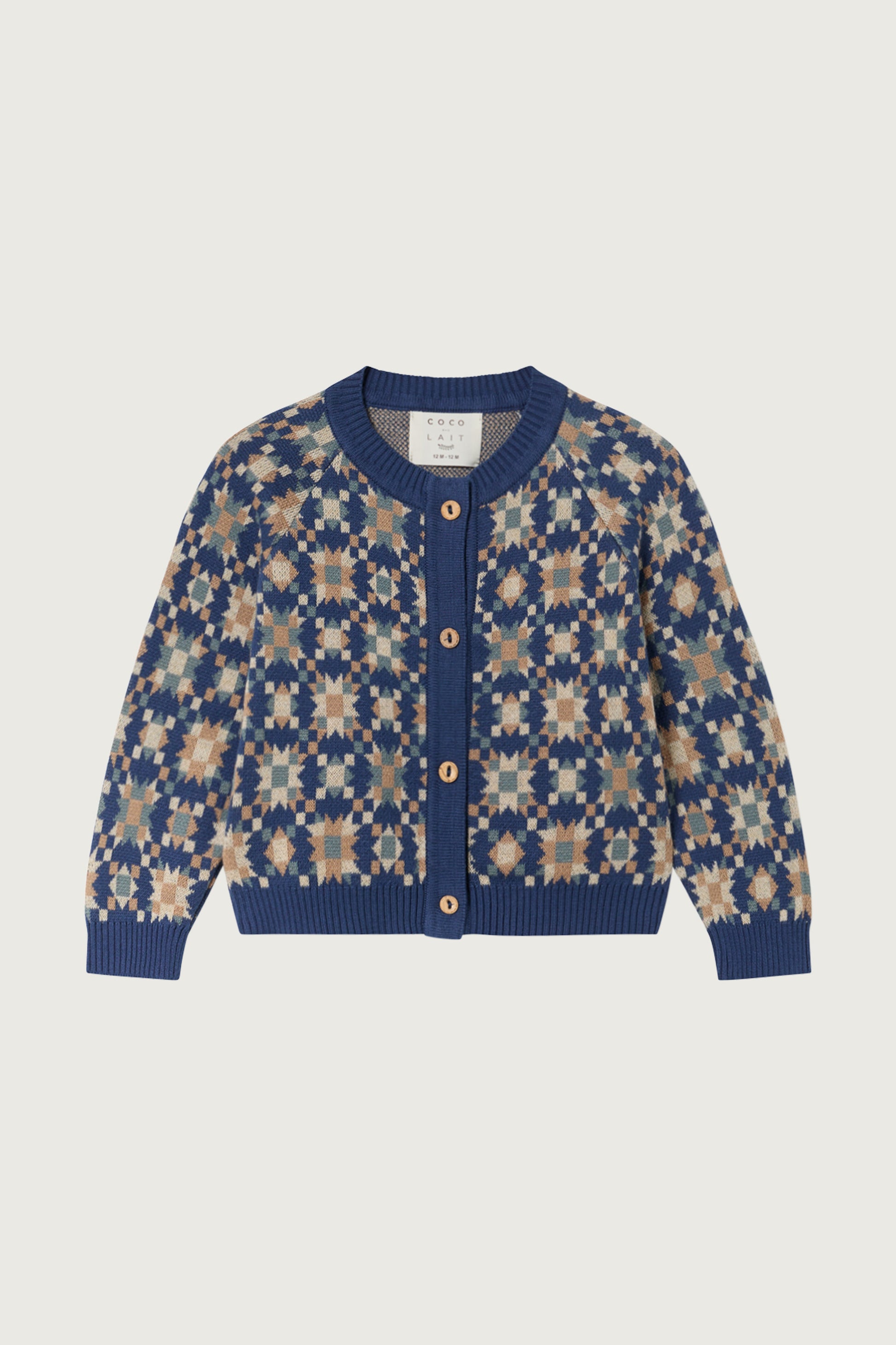 Coco Au Lait QUILT JACQUARD BABY CARDIGAN  Dark Denim