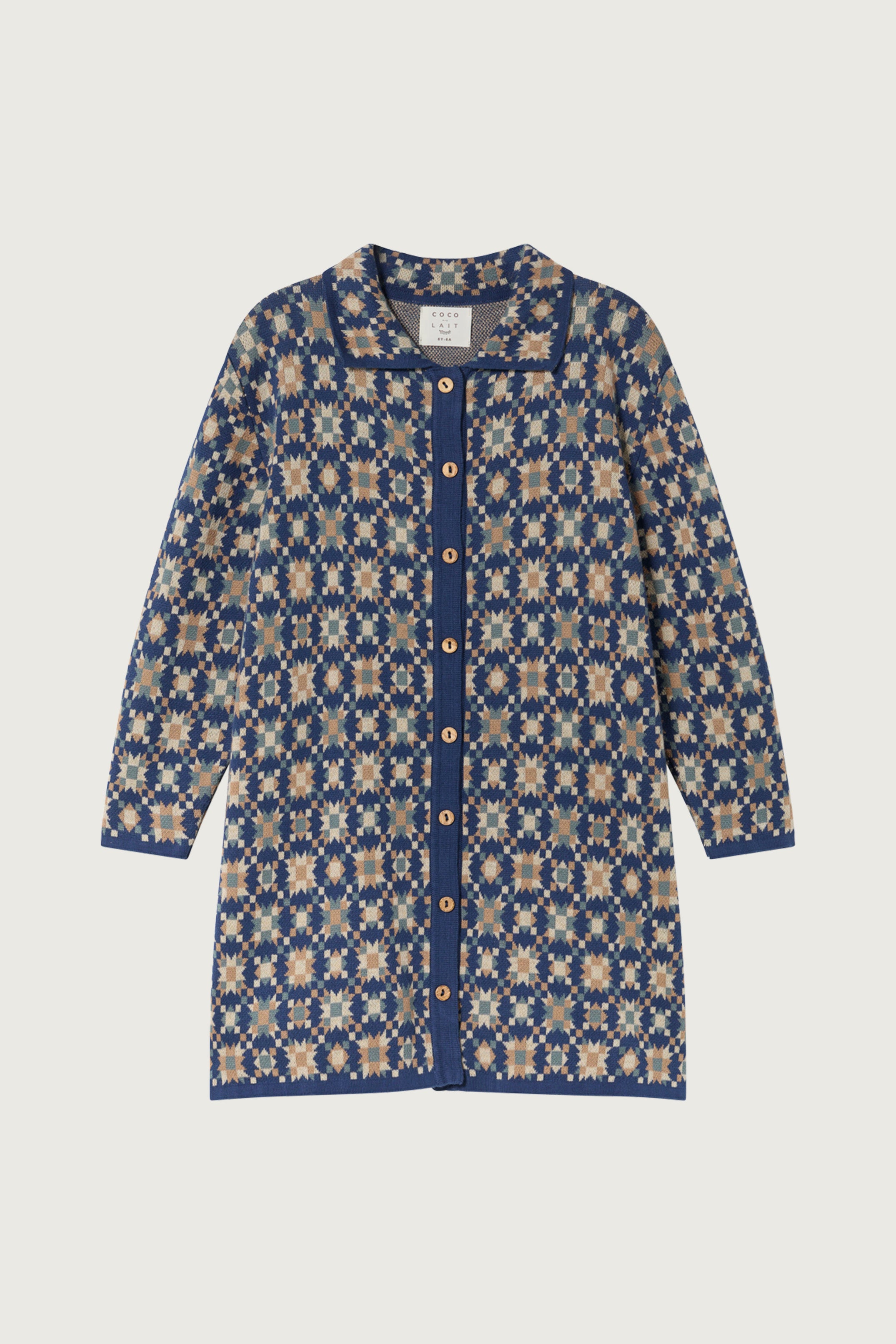 Coco Au Lait QUILT JACQUARD DUSTER  Dark Denim