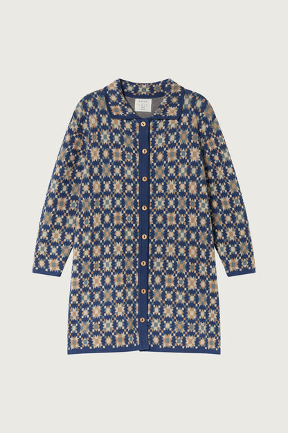 Coco Au Lait QUILT JACQUARD DUSTER  Dark Denim