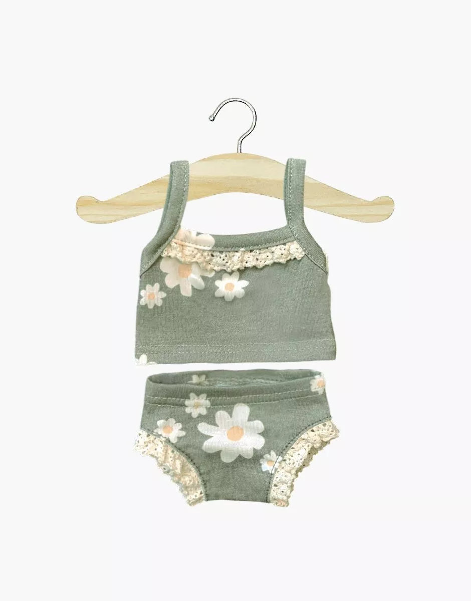 ROPA INTERIOR DE NIÑA JERSEY CON MARGARITAS Y ENCAJE