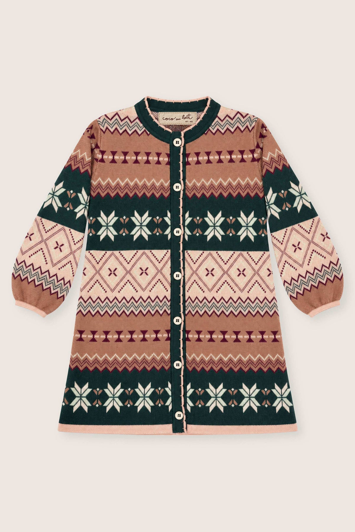 ABRIGO LARGO DE PUNTO JACQUARD NORDIC BLOOM MUJER