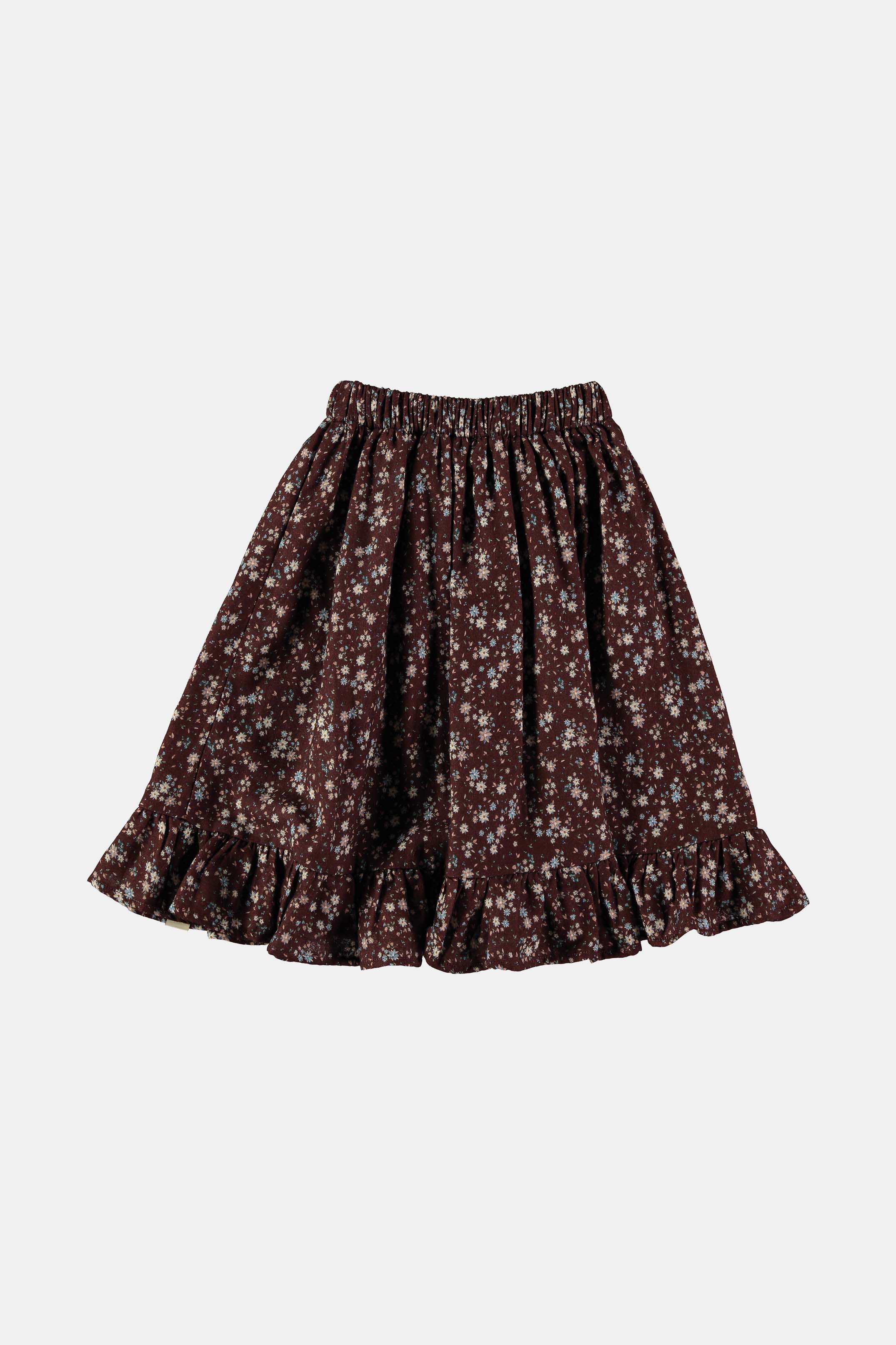 Coco Au Lait BROWN FLOWERS LONG SKIRT  Brown Flowers