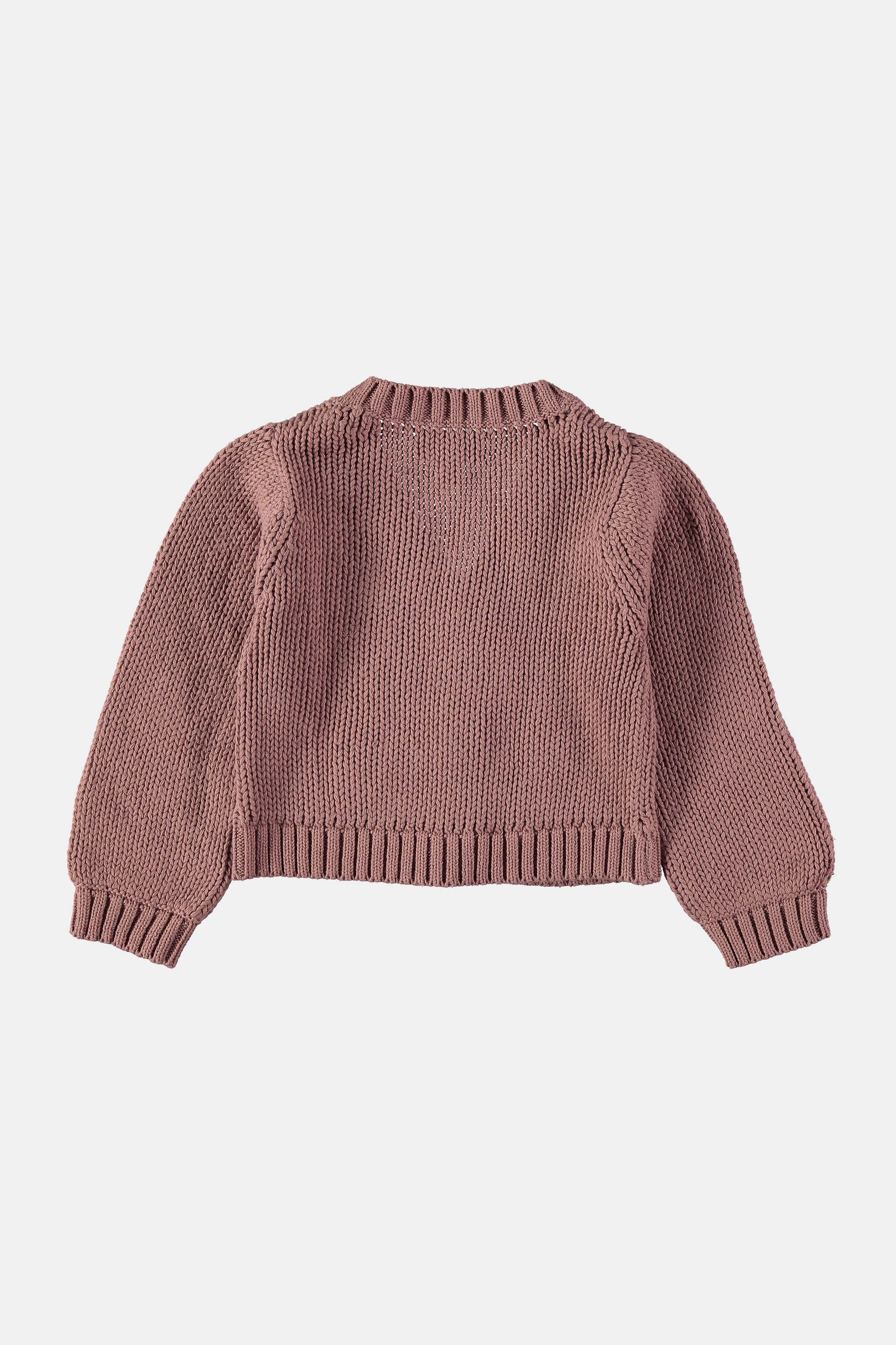 Coco Au Lait BURLWOOD KNIT EMBROIDERED BABY CARDIGAN  Burlwood
