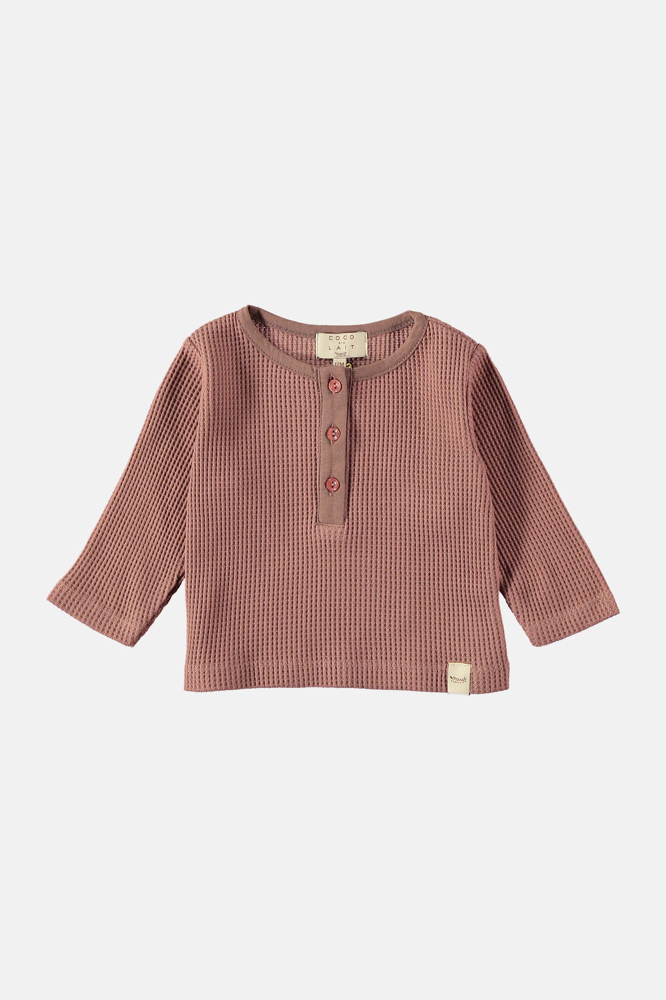 Coco Au Lait BURLWOOD WAFFLE BABY HENLEY T-SHIRT  Burlwood
