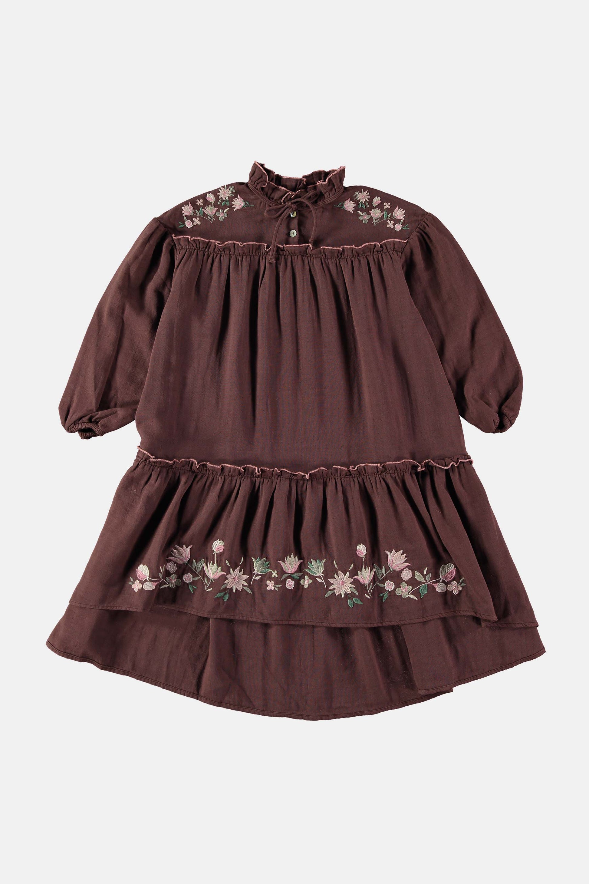 Coco Au Lait EMBROIDERED BROWN STONE DRESS  Brown Stone