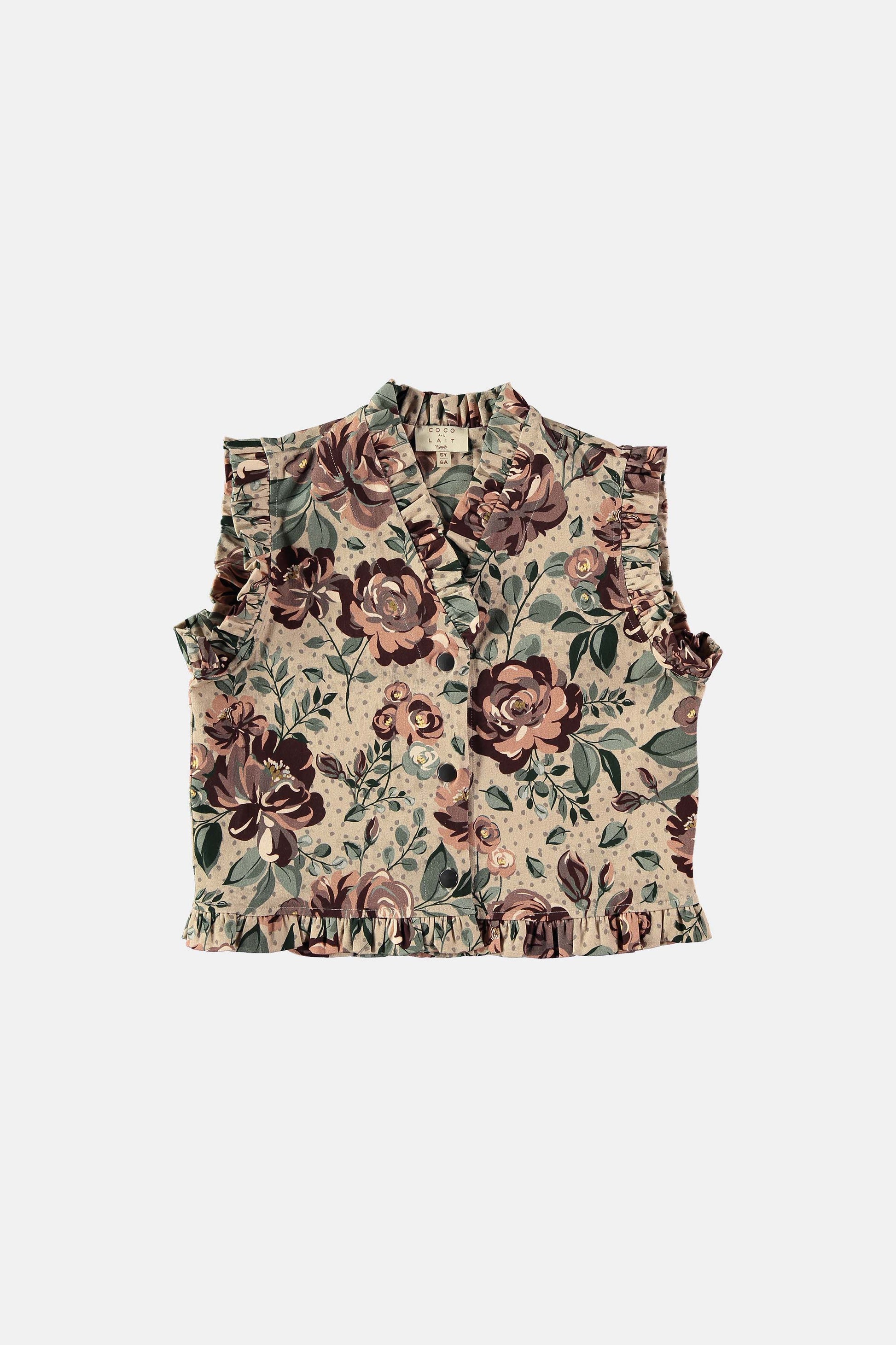 Coco Au Lait FLOWERS VEST  Roses AOP