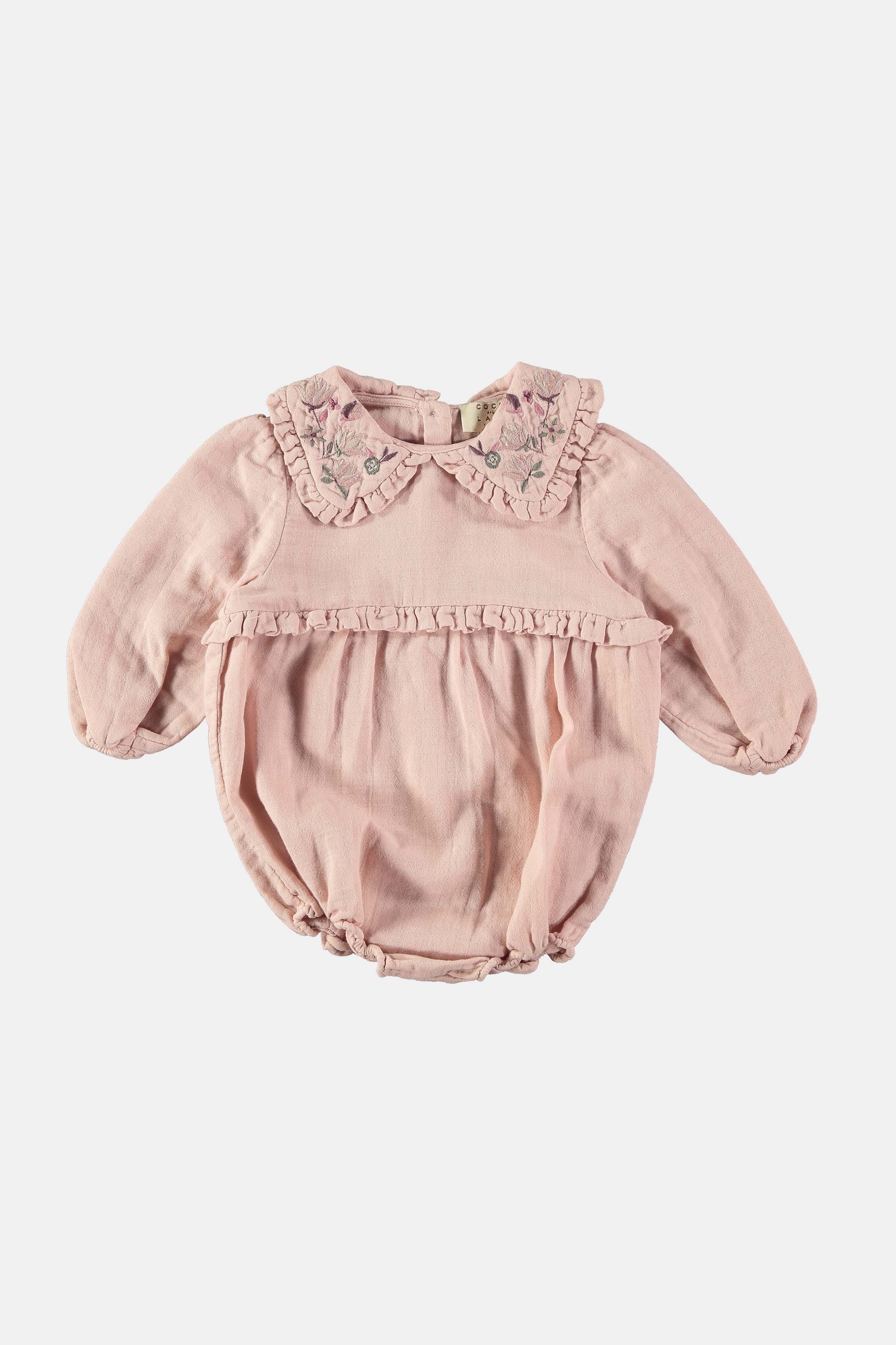 Coco Au Lait LONG SLEEVE EMBROIDERED ROSE SMOKE ROMPER  Rose Smoke
