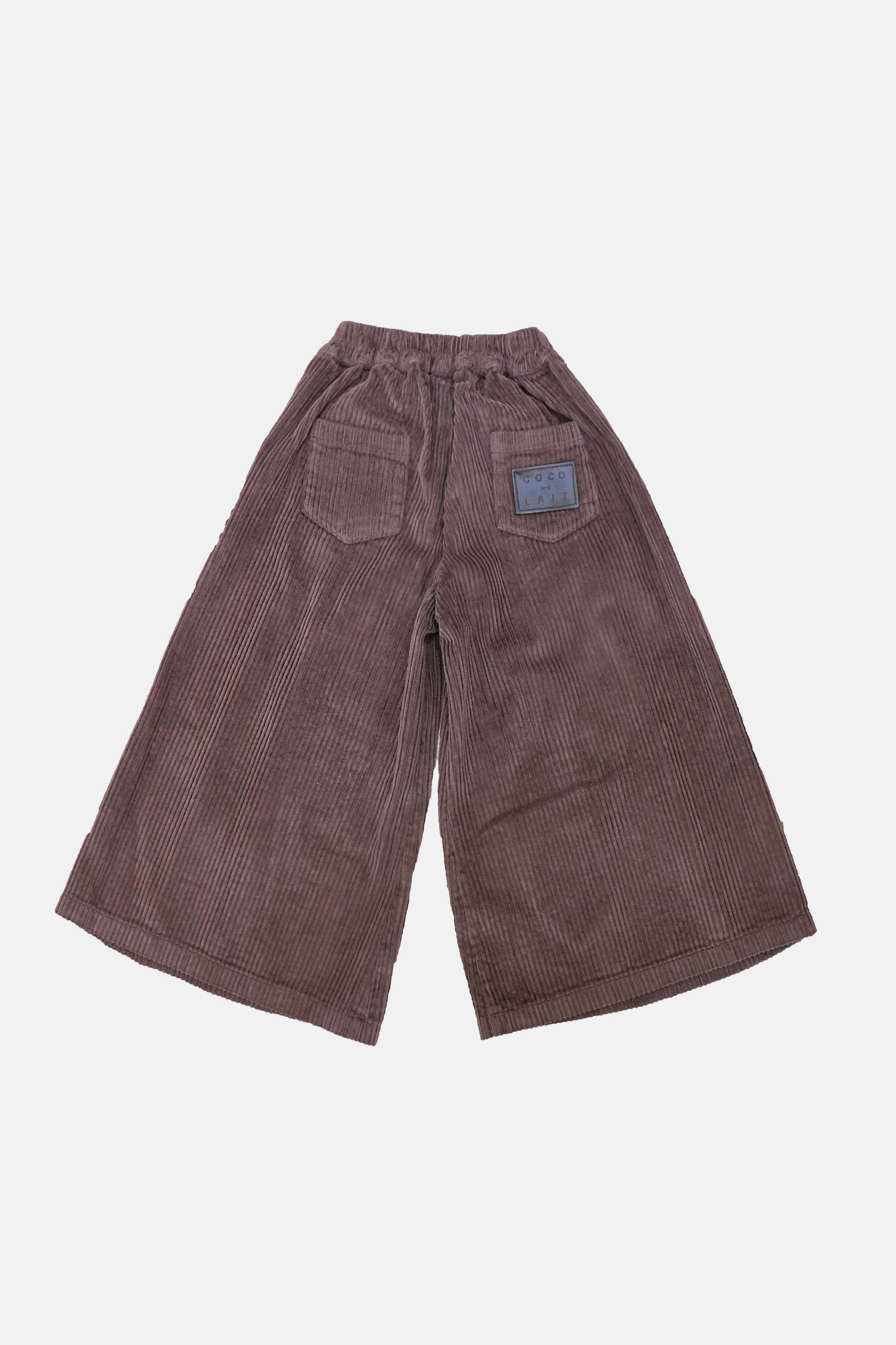 Coco Au Lait WIDE CORDUROY BROWN STONE TROUSERS  Brown Stone